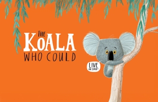 A cartoon koala holds onto a tree, eyes wide, with the title 'The Koala Who Could' to the left